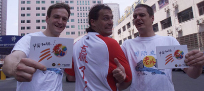 the colourfull football is shown during the world cup 2002 by 3 laowai